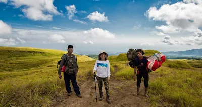 Savanna grass Sembalun Lawang altitude 1300m of mount Rinjani