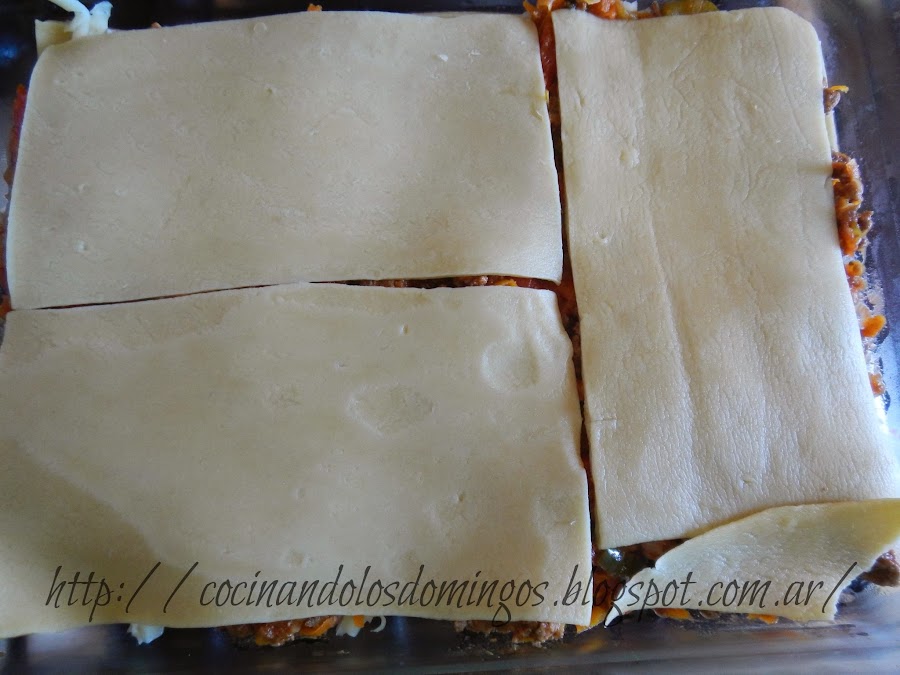 lasaña de carne y vegetales