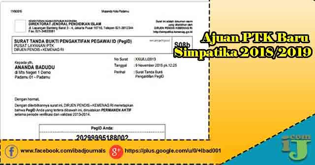 Ajuan PTK Baru Simpatika 2018/2019