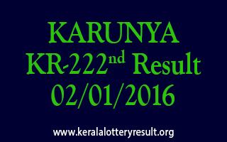 KARUNYA KR 222 Lottery Result 2-1-2016