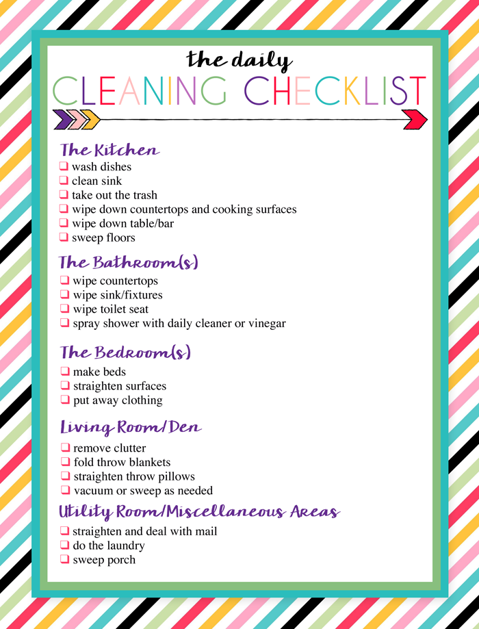 Free Printable Daily And Weekly Cleaning Lists I Should Be Mopping The Floor