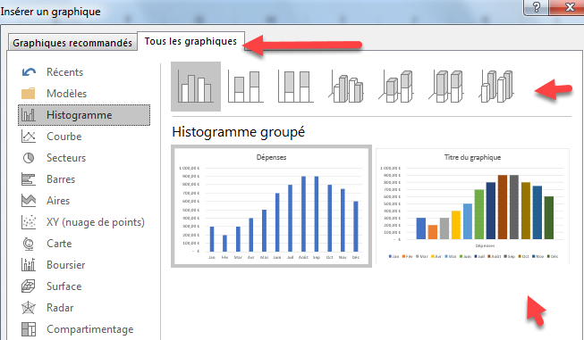 Tous les graphiques Excel