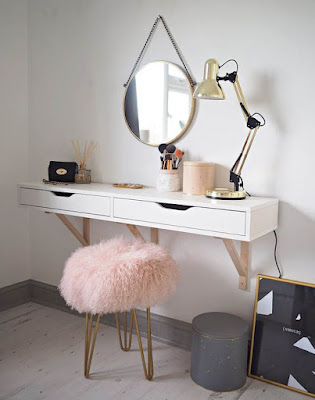 wall mounted dressing table with mirror for bedroom minimalist interior