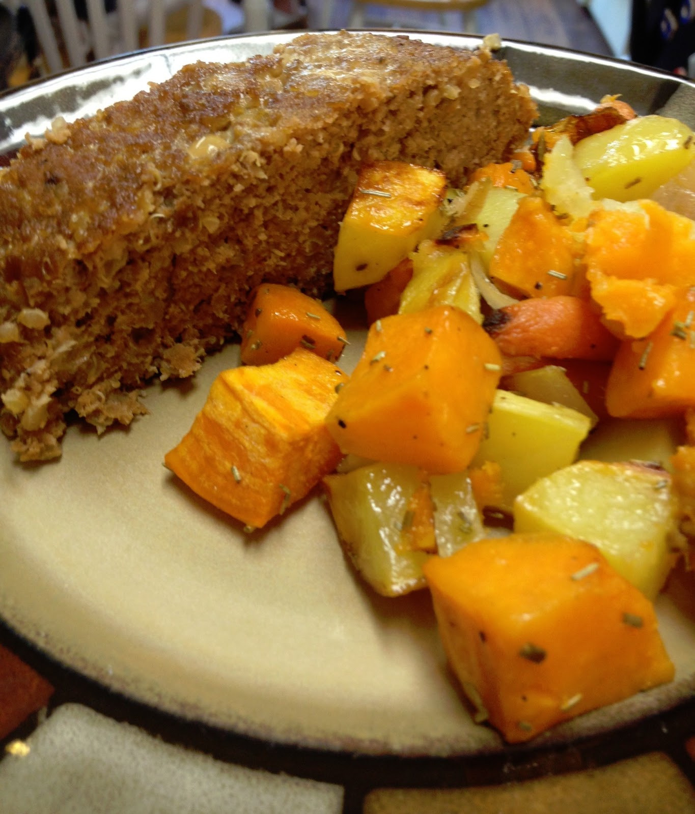 GlutenFree Glutton Girls Turkey Quinoa Meatloaf and Rosemary Roasted Vegetables