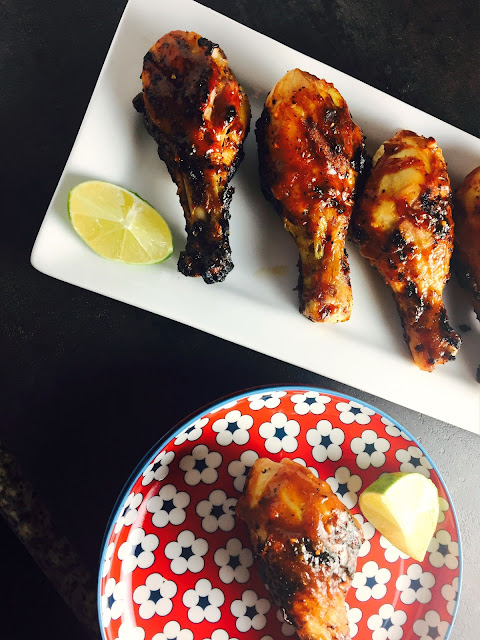 Chipotle Lime BBQ Drumsticks - A 5 ingredient dish that is soooo easy to make. Perfect for the 4th of July or your next outdoor bash. Quick enough for a weeknight meal! Slice of Southern
