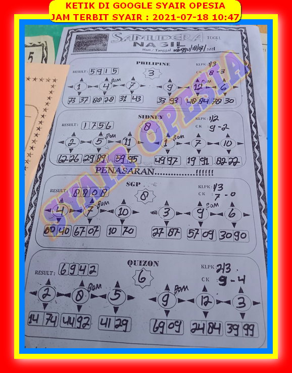 Syair Harian Sgp 18 Juli 2021 Kode Syair Sgp Hk Sd Motesia