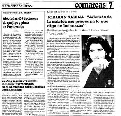 Joaquín Sabina en Binéfar - 14 de Septiembre de 1984