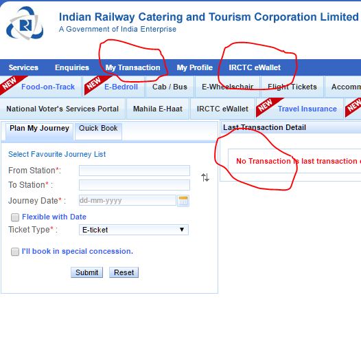 railway online transactions