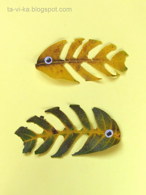 рыбы из осенних листьев