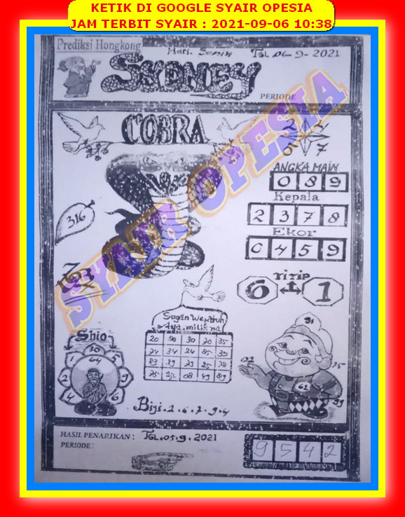 22 Syair opesia sdy hari ini 6 september 2021 16 Desember