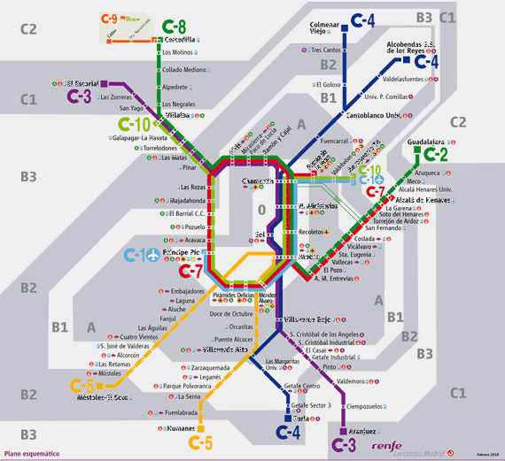 Adaptabilidad Condensar hipótesis Mapa de Líneas de Cercanías de Madrid - edición febrero 2018 | es por madrid