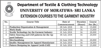 Extension Courses to the garment Industry - Moratuwa University
