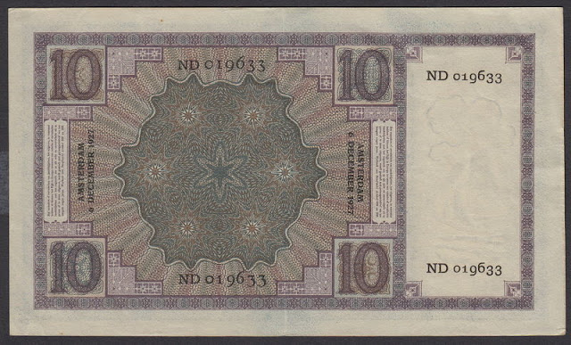 Netherlands paper money currency 10 Gulden banknote