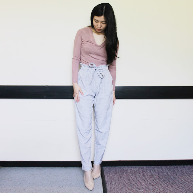 budget boutiques uk, clothes minded blog review, clothesminded shop, clothesminded grey trousers review, grey high waisted trousers outfit, pink choker top outfit, clothes minded choker top
