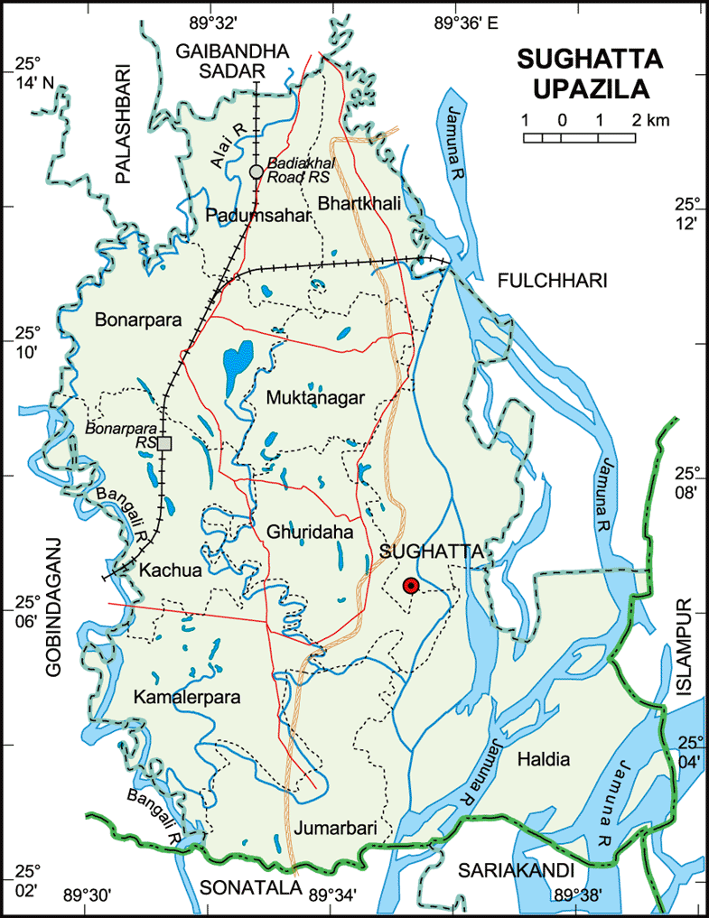 Saghata Upazila Map Gaibandha District Bangladesh