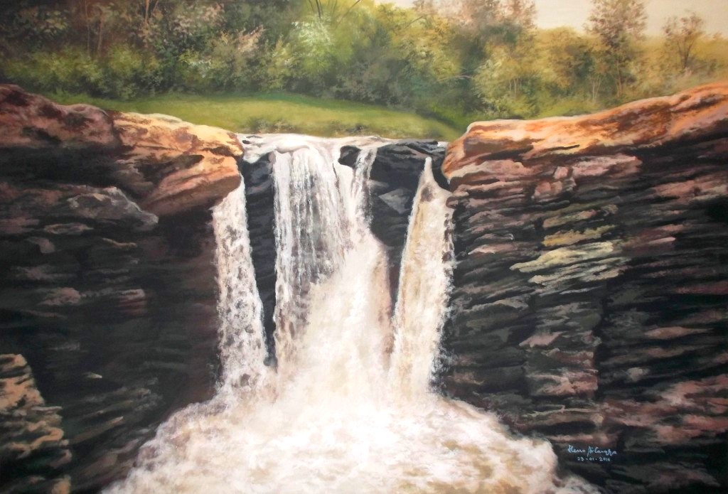 Dunia Lukisan Javadesindo Art Gallery Lukisan Air Terjun Yang Tersembunyi Berdasarkan Alam Nyata