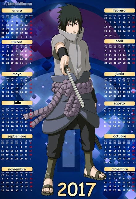 Calendario 2017 Naruto Sasuke