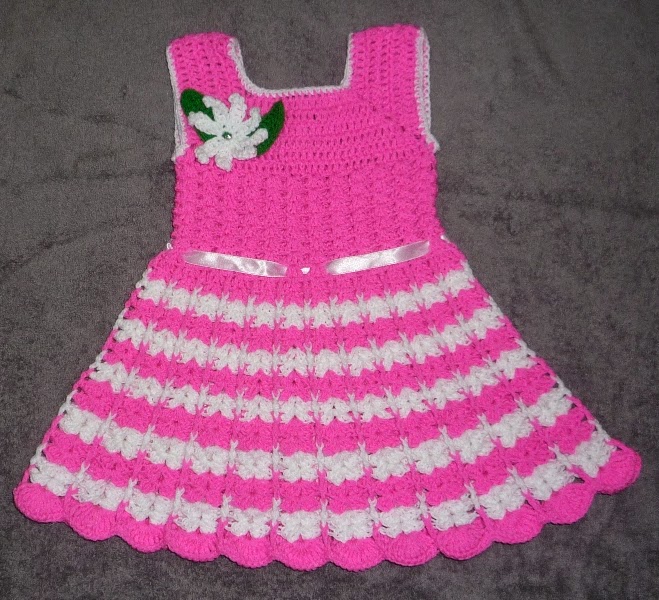 Innovative art and craft works: Crochet dress for one year baby