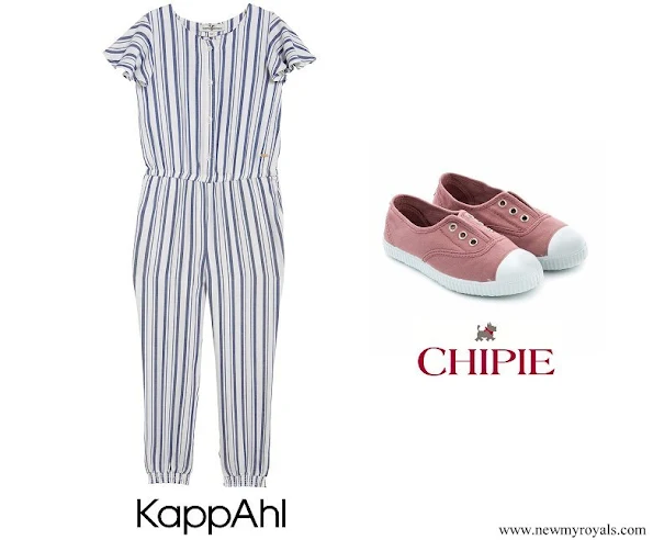 Princess Estelle wore KappAhl Hampton Republic Striped Jumpsuit and CHIPIE scarpe sneakers