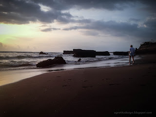 Enjoy Sunset Panorama By The Beach At Batu Bolong Beach, Canggu Village, Badung, Bali, Indonesia