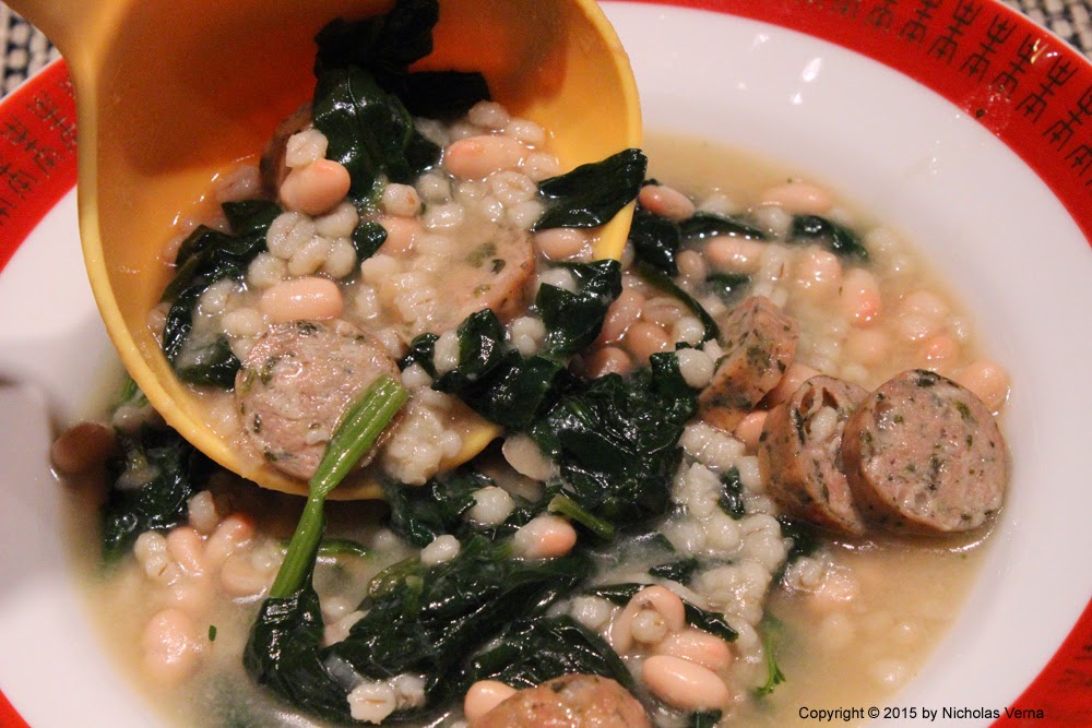 Italian-Fusion: Asian Sausage & Spinach Soup