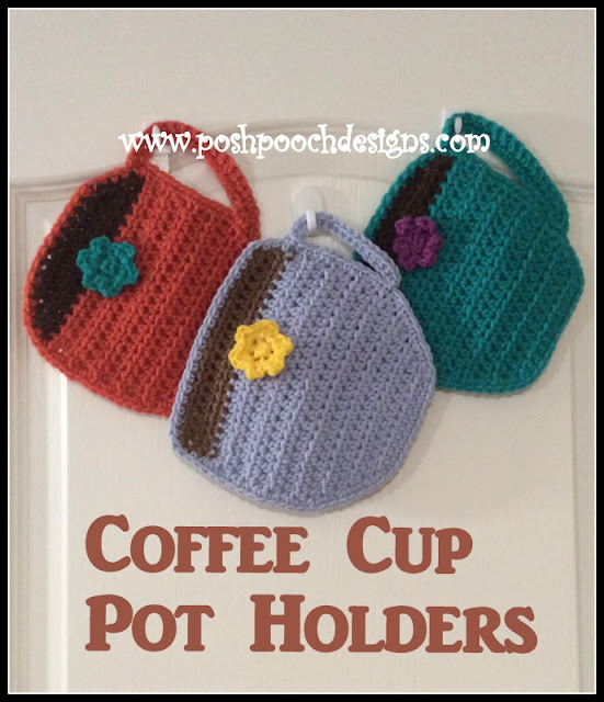 Posh Pooch Designs : Coffee Cup Hot Pad Crochet Pattern