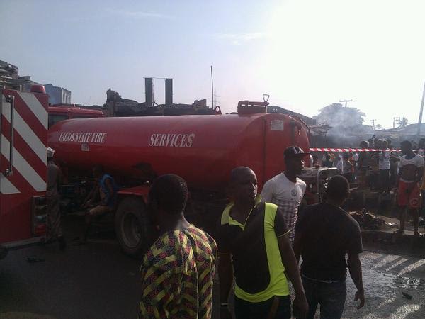 Photos: 36 buildings burnt as Diesel tanker rams into houses in Lagos ...