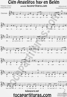 Partitura de Cien Angelitos para Clarinete Sheet Music for Clarinet Music Scores