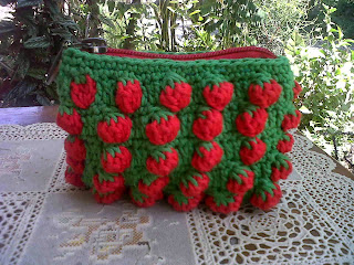 Crochet Coin Purse with Strawberry Stitch, Strawberry Stitch Patter, Tusuk Strawberry