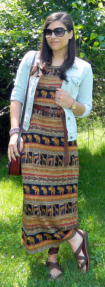 {outfit} Thrifted Safari Print Dress | Closet Fashionista
