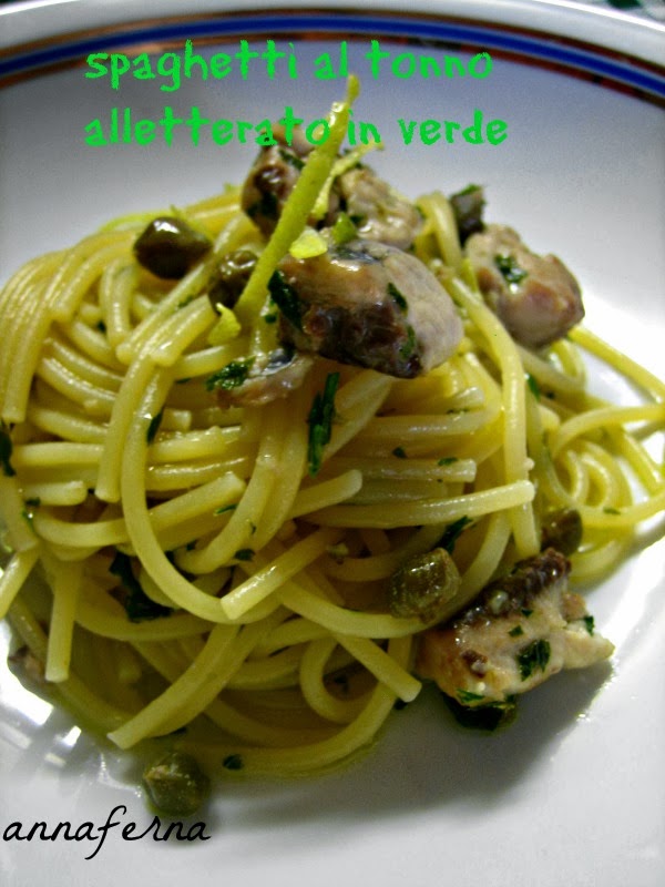 spaghetti al tonno alletterato in verde