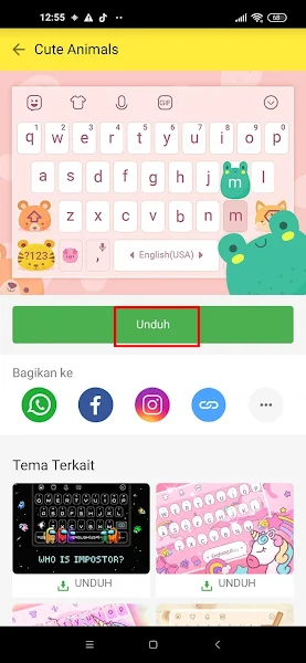 Tap Download Theme Keyboard