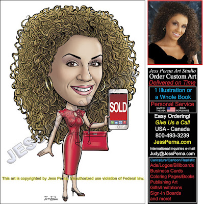 Real Estate Agent Caricature Sold Sign Ad