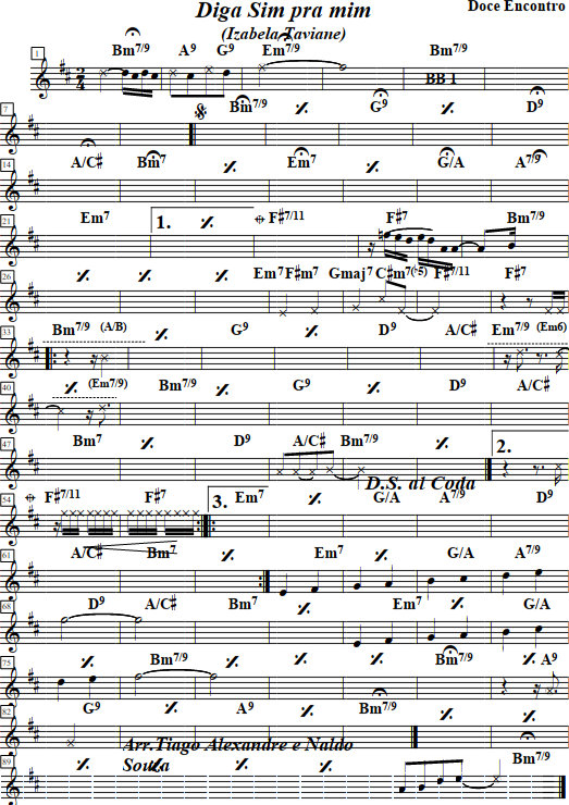 Meu Cavaquinho Partituras: Partitura - Diga Sim Pra Mim - Doce Encontro