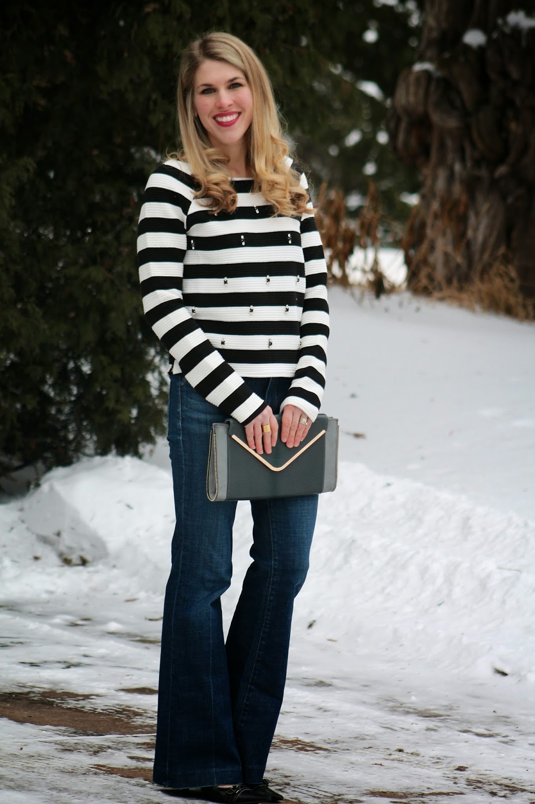 Jeweled Striped Top and Jeans