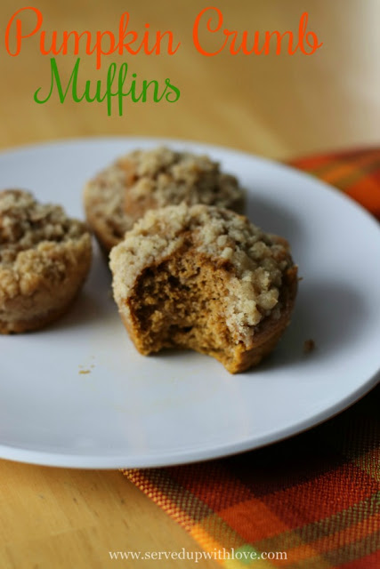 Your family will fall in love with these Pumpkin Crumb Muffins recipe from Served Up With Love. They will never know just how easy they are to make.