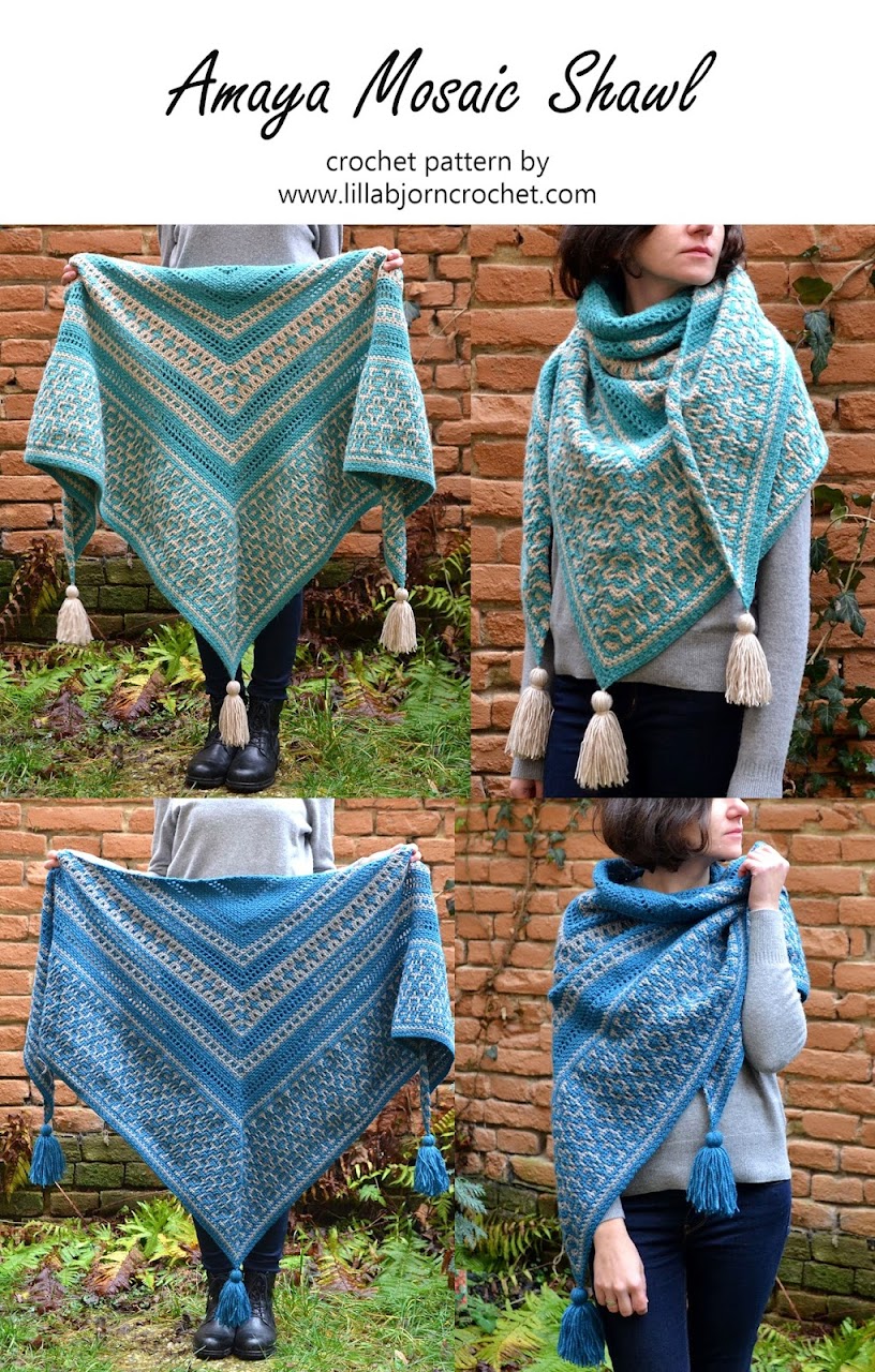 Amaya Mosaic Shawl - crochet pattern by www.lillabjorncrochet.com