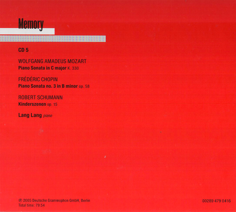Mi Música Clásica Lang Lang Mozart, Chopin, Schumann Memory