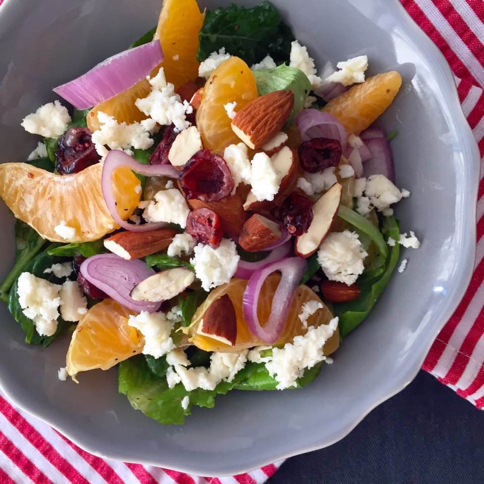 Cranberry mandarin orange winter salad Kimchi and Beans