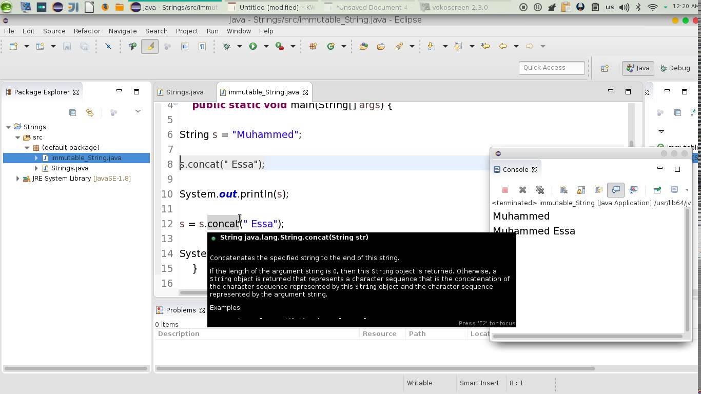 4 Java advanced Strings concat دالة الربط بين النصوص كورسات بالعربي