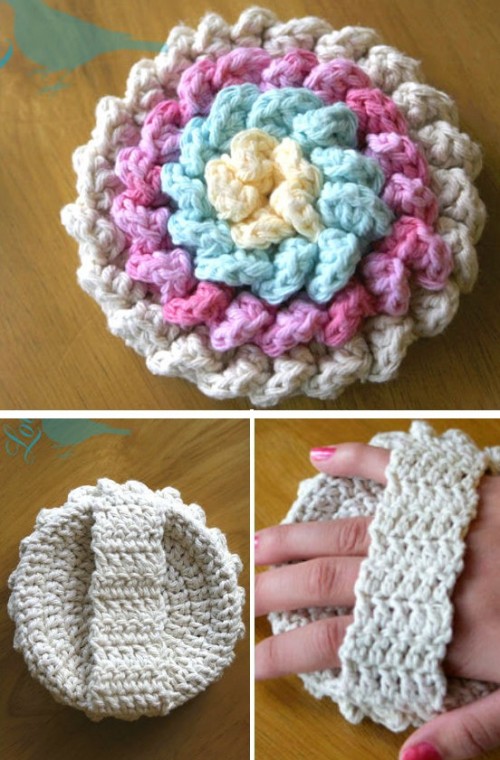 Crochet Flower Shower Scrubby - Free Pattern