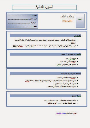 سيرة ذاتية احترافية بصيغة وورد و بتصاميم حديثة قابلة للتعديل