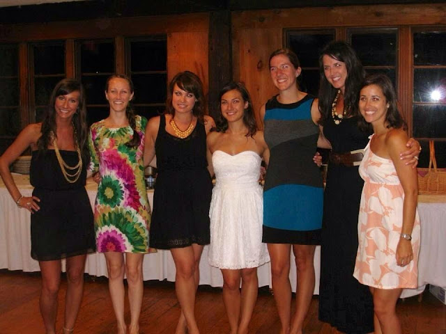 Bridesmaids at rehearsal dinner