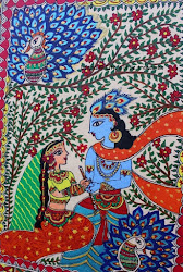 madhubani painting krishna radha mithila making peacocks