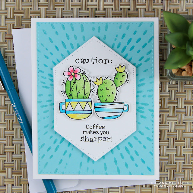 Caution Coffee Cactus Card by Juliana Michaels featuring Newton's Nook Designs Cuppa Cactus Stamp Set