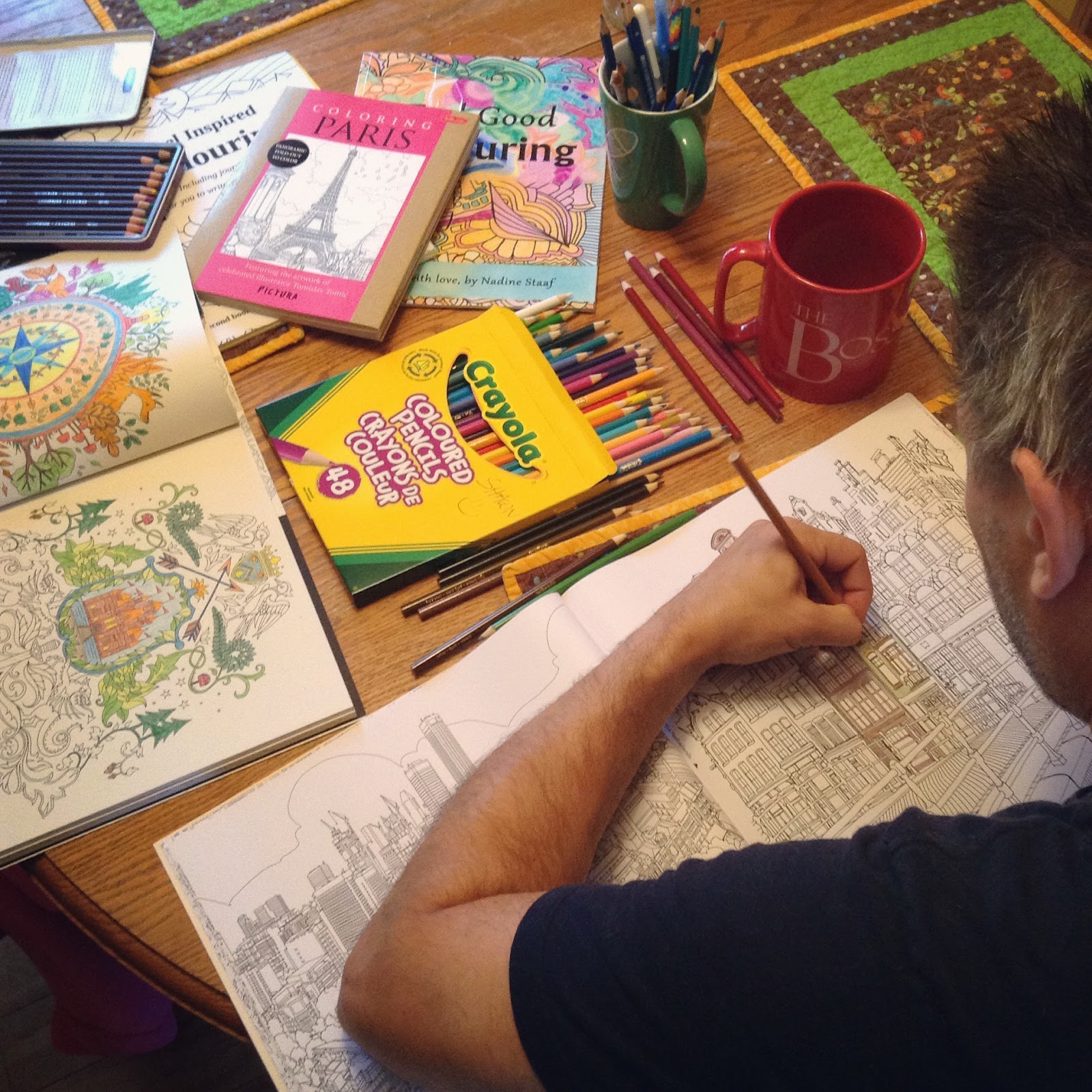 My Husband Enjoying Colouring In The Amsterdam Page