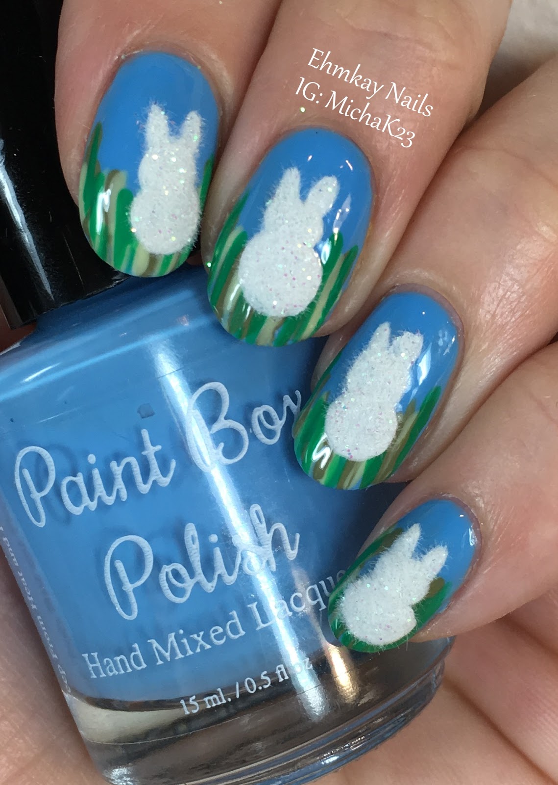 ehmkay nails Easter Nail Art Fuzzy Bunny Bottom Nail Art