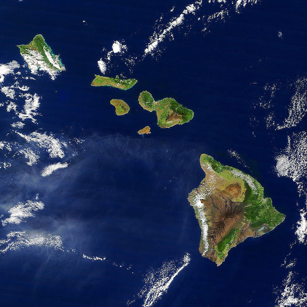 High-resolution satellite image of the State of Hawaii