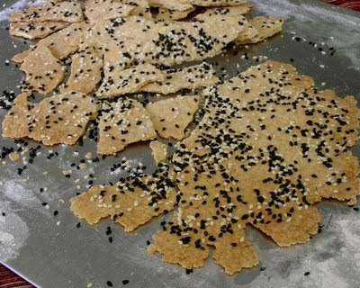 Lavash (Armenian Cracker Bread) ~ an old family slightly sweet cracker recipe with sesame seeds, poppy seeds @ KitchenParade.com ~ Weight Watchers PointsPlus 2