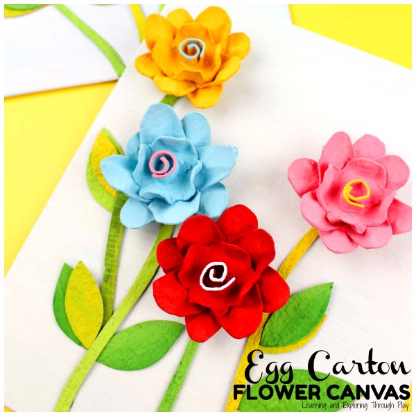 Egg Carton Flower Canvas - DIY Gifts - Recycled Crafts